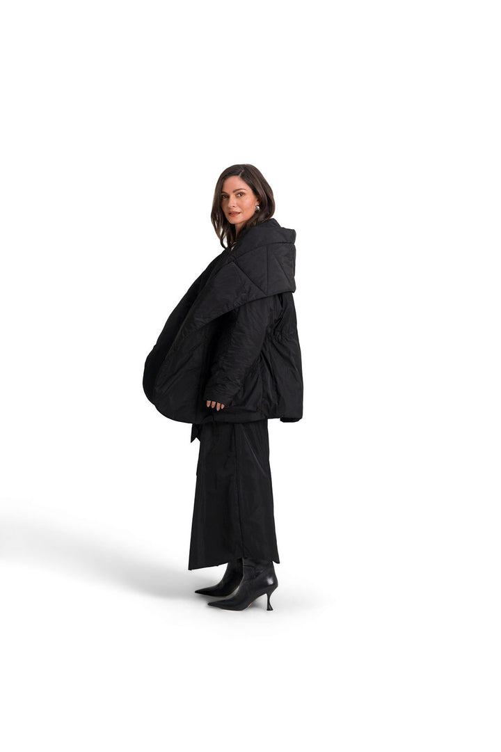 Nylon Wrap Skirt - Black