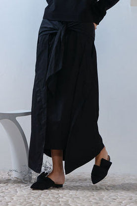 Nylon Wrap Skirt - Black