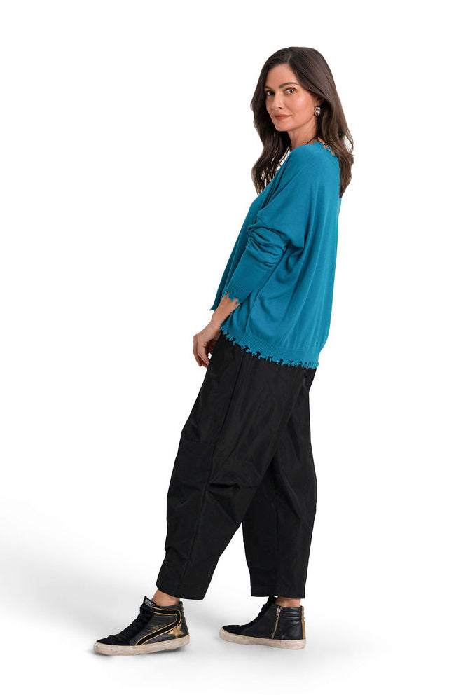 Pima Cotton Shabby V Sweater - Galaxy