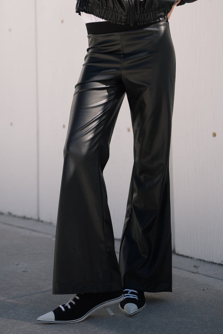 Vegan Leather Bell Bottom Pants