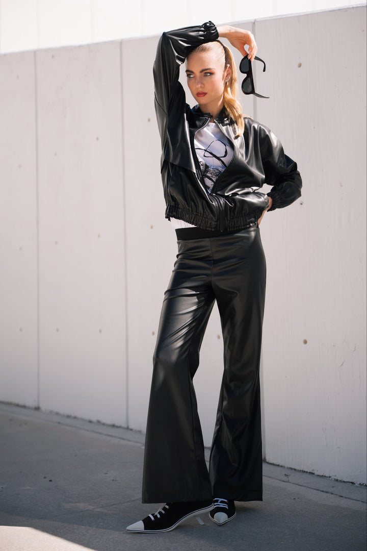 Vegan Leather Bell Bottom Pants