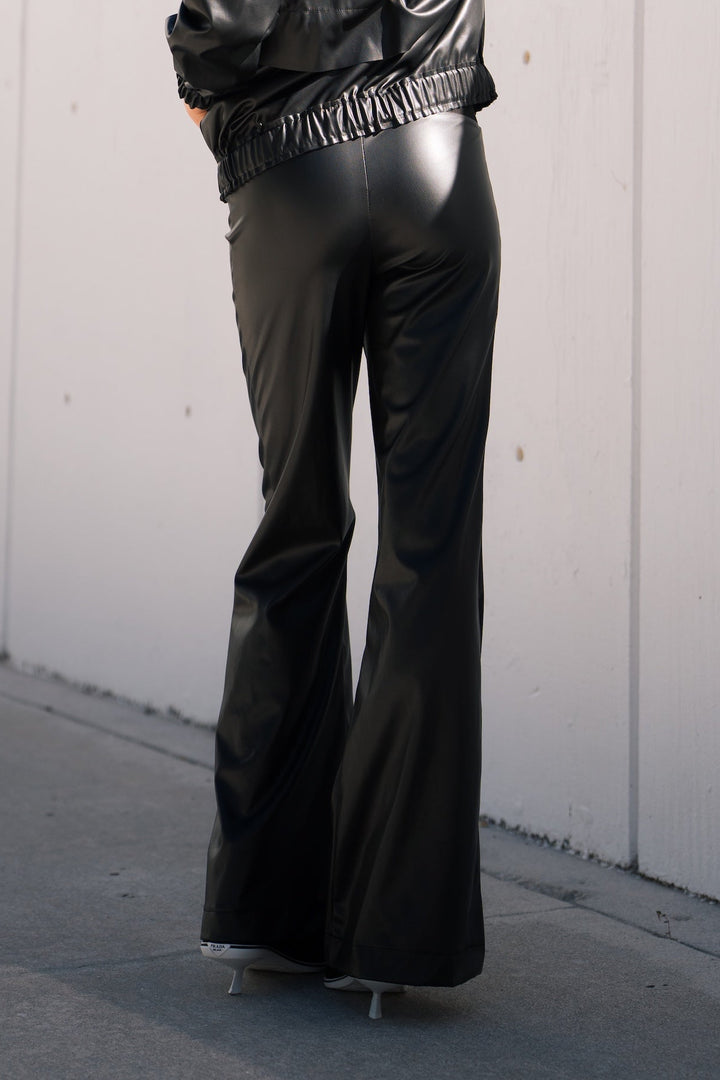 Vegan Leather Bell Bottom Pants