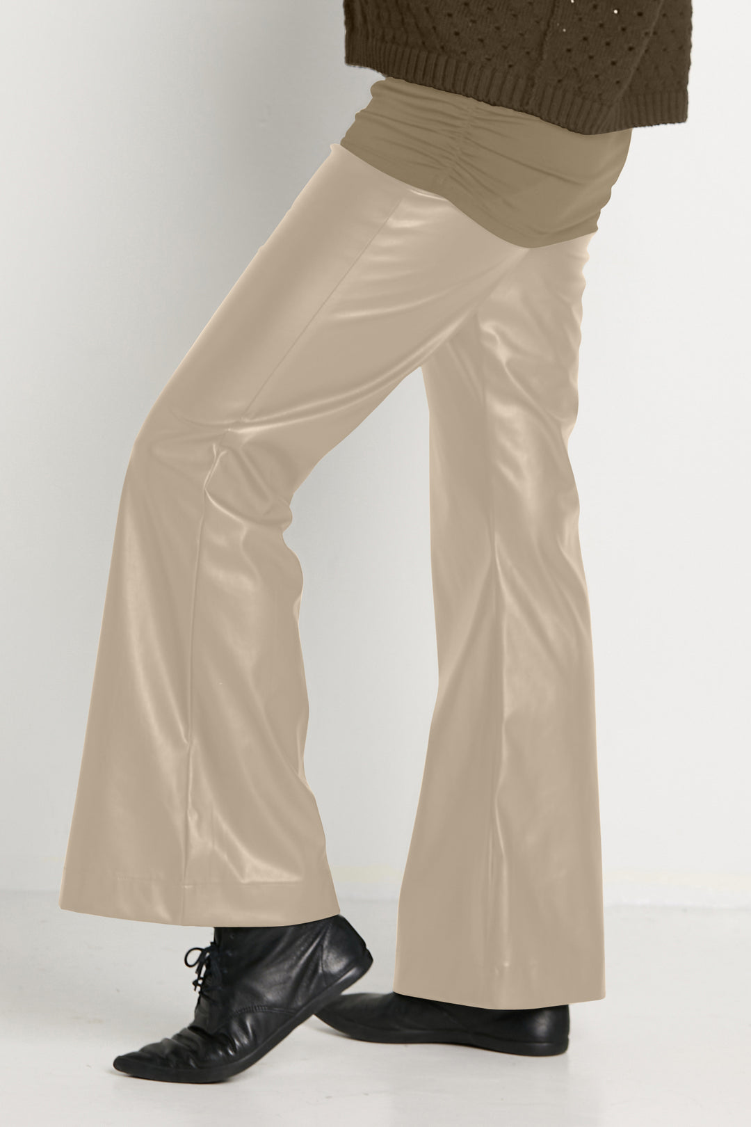 Vegan Leather Bell Bottom Pants