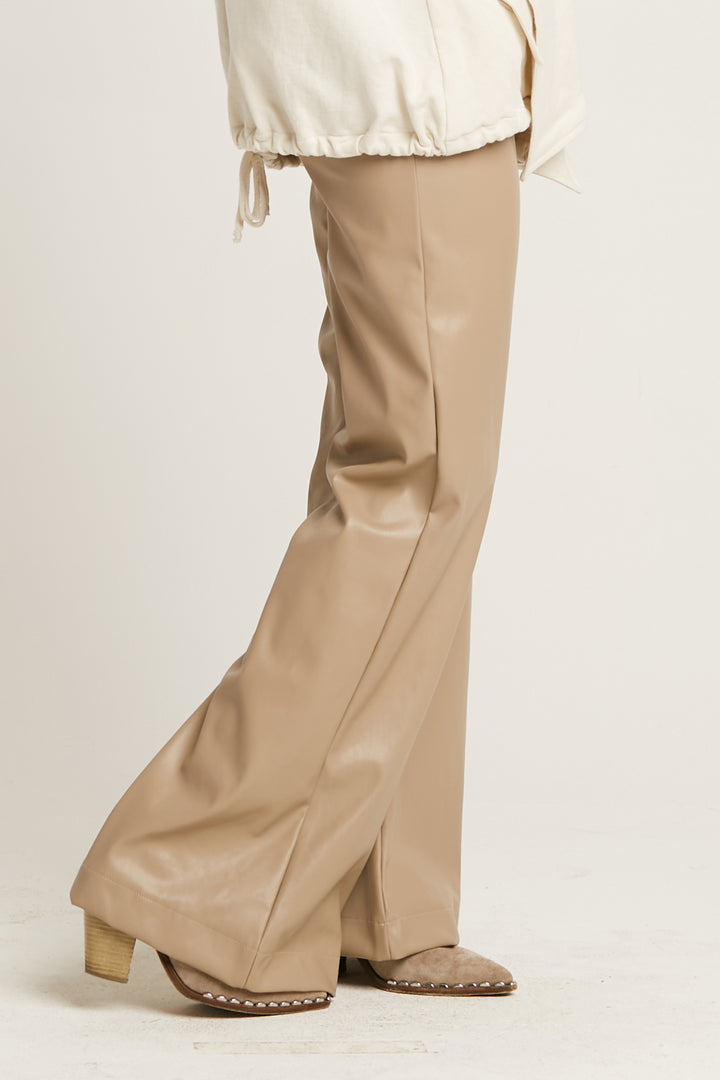 Vegan Leather Bell Bottom Pants