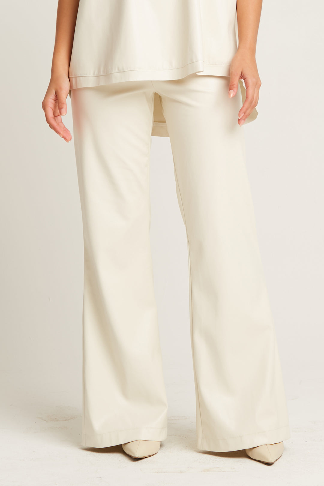 Vegan Leather Bell Bottom Pants