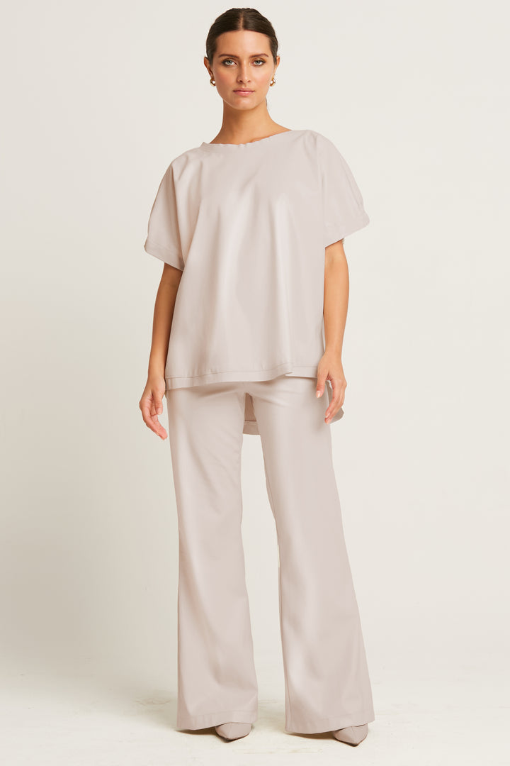 Vegan Leather Bell Bottom Pants