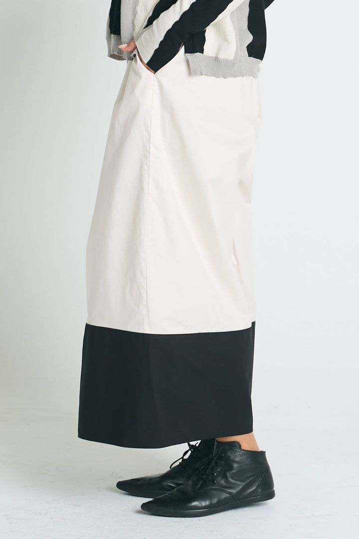 Cotton Gaucho Pants - Stone/Black