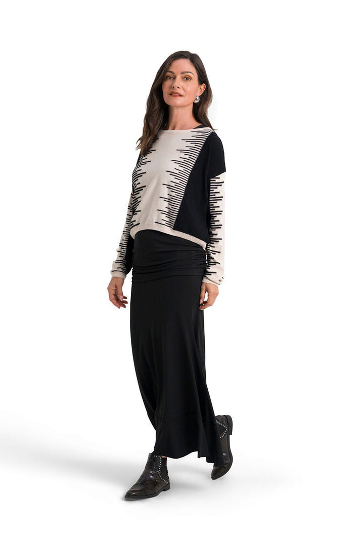 Pima Cotton Thrive Sweater - Black/Stone