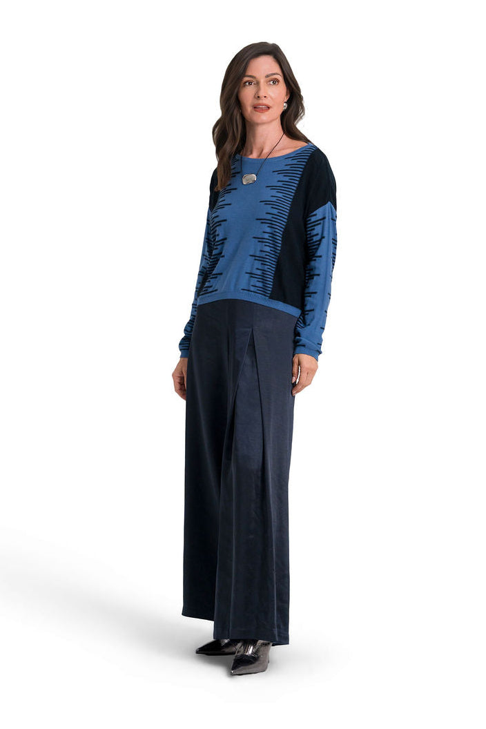 Pima Cotton Thrive Sweater - Sapphire/Midnight