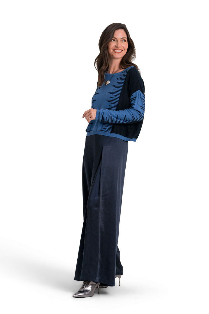 Pima Cotton Thrive Sweater - Sapphire/Midnight