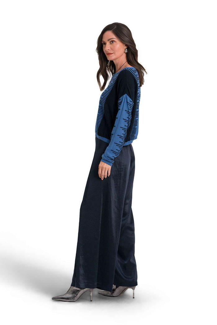 Pima Cotton Thrive Sweater - Sapphire/Midnight