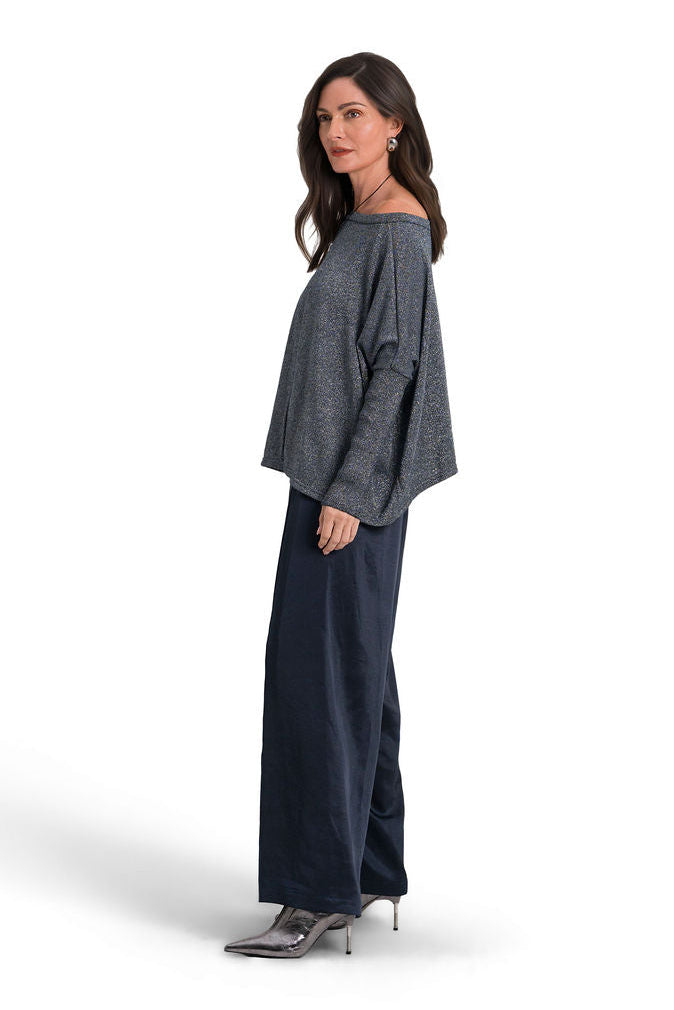 Reversible Lurex Sweater - Midnight/Silver