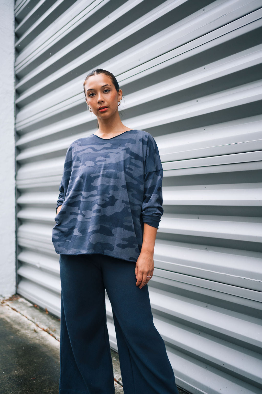 Pima Cotton Camo Hipster T-Shirt - Midnight