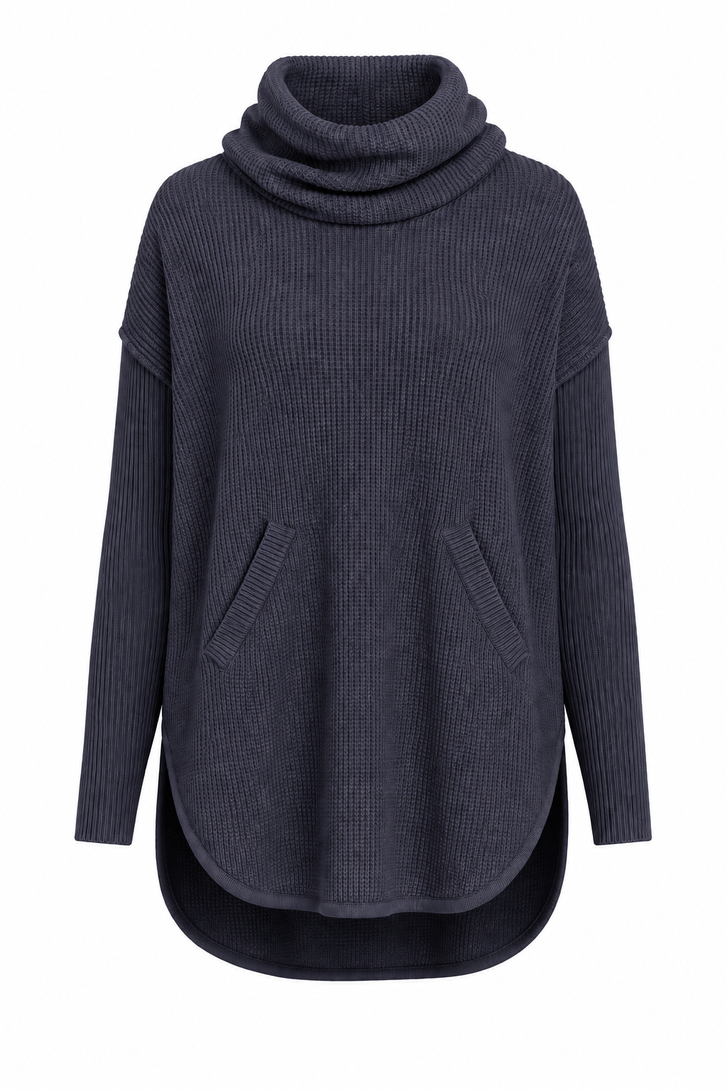 Pima Cotton Waffle Cowl Sweater - Storm