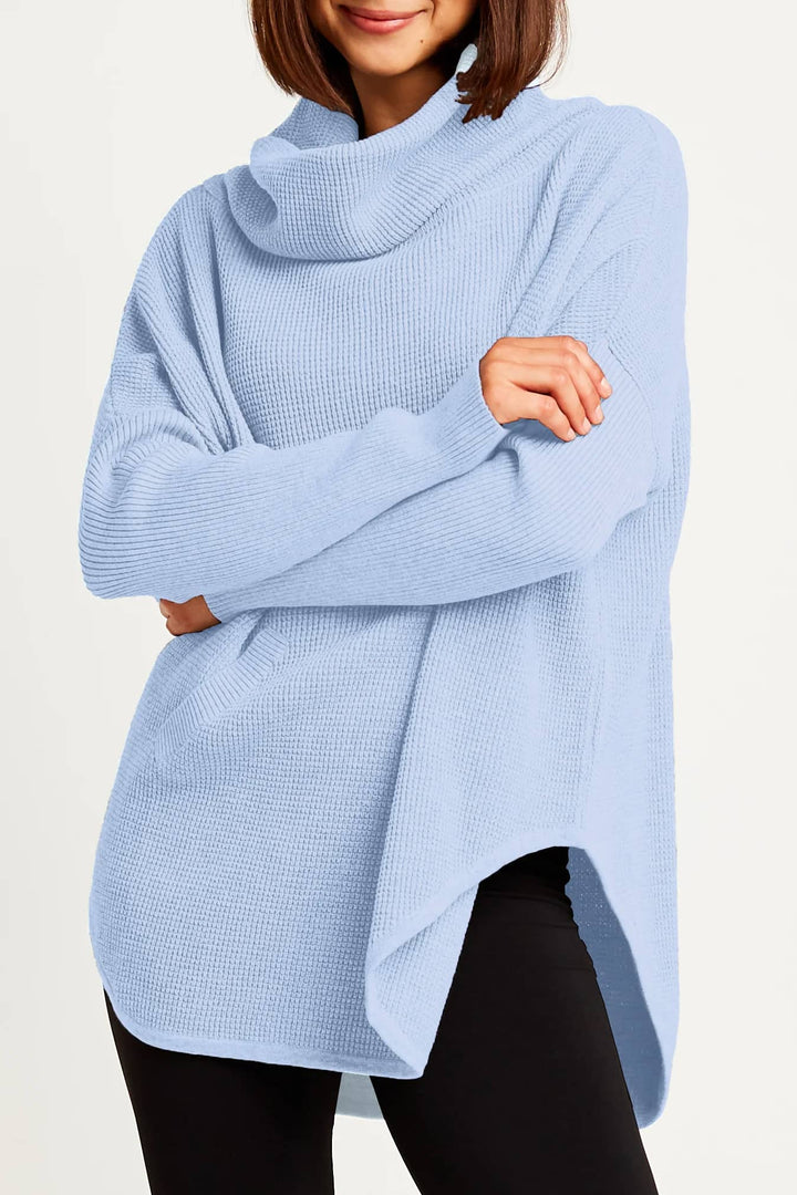 Pima Cotton Waffle Cowl Sweater