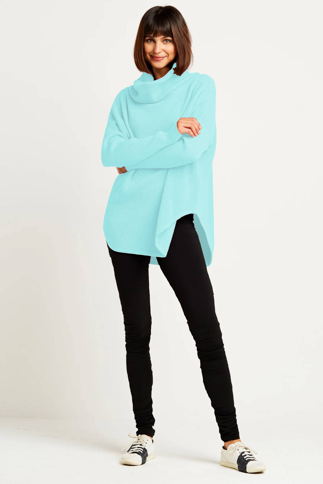 Pima Cotton Waffle Cowl Sweater