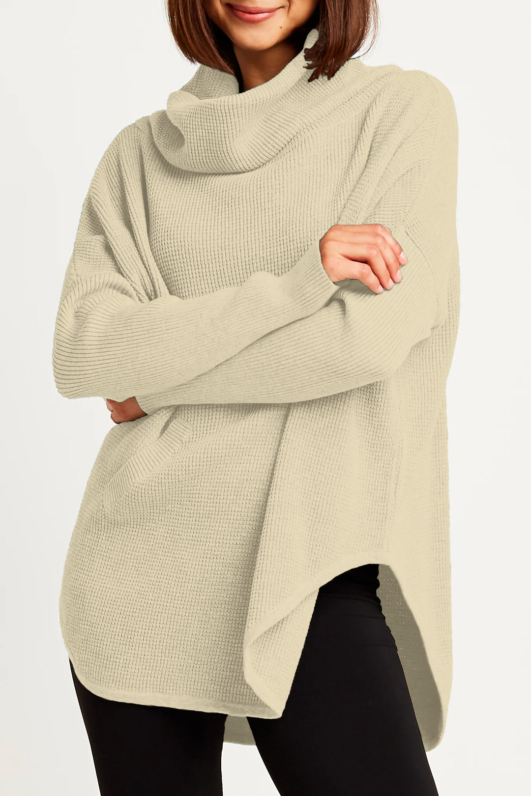 Pima Cotton Waffle Cowl Sweater
