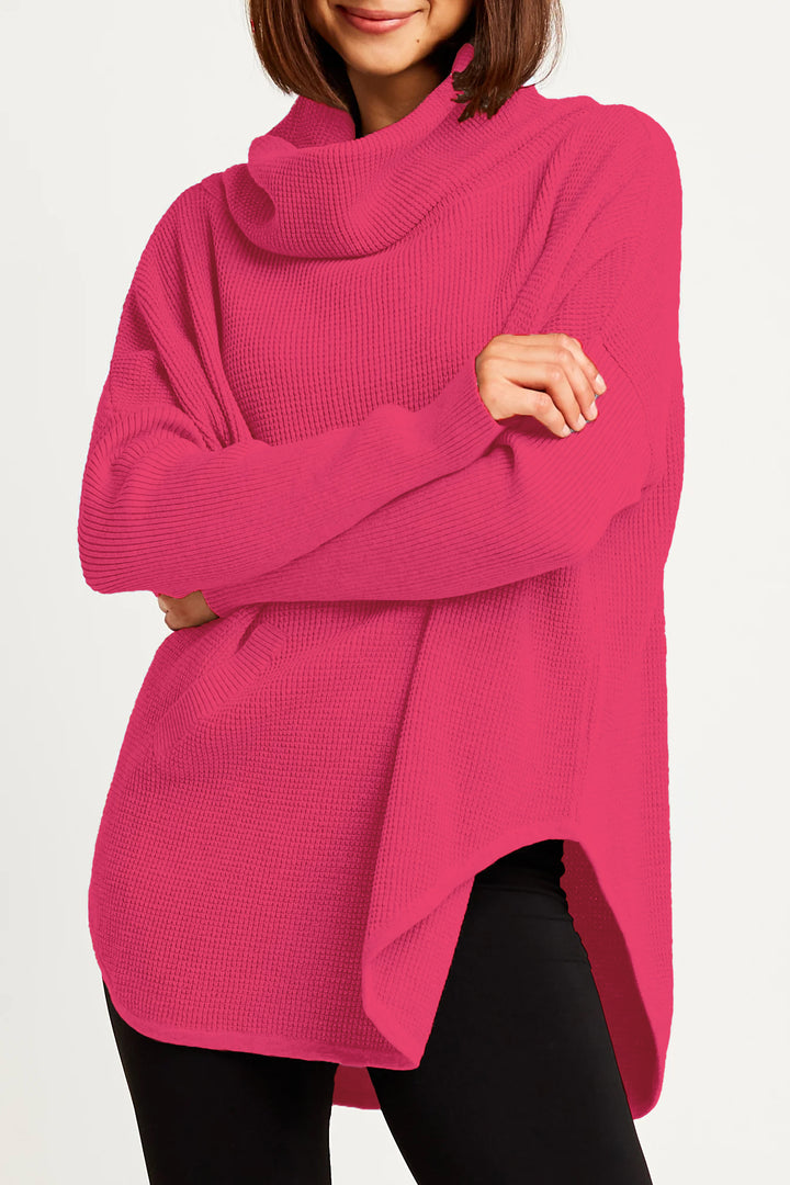 Pima Cotton Waffle Cowl Sweater