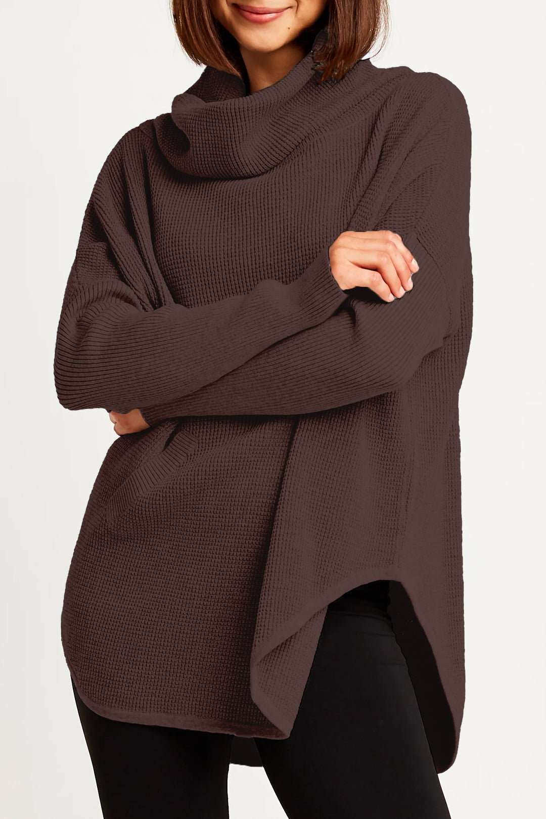 Pima Cotton Waffle Cowl Sweater