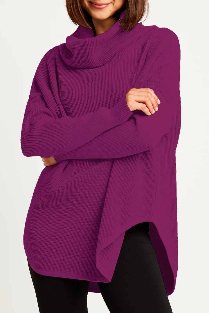Pima Cotton Waffle Cowl Sweater