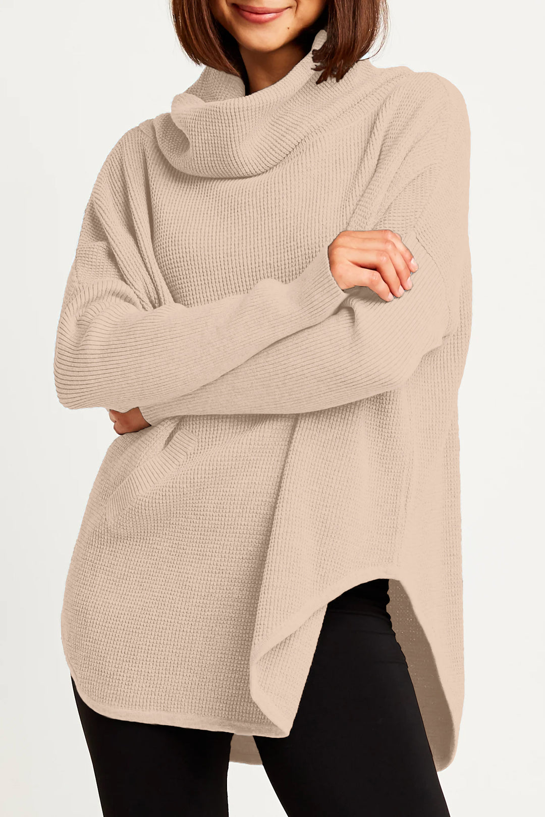 Pima Cotton Waffle Cowl Sweater