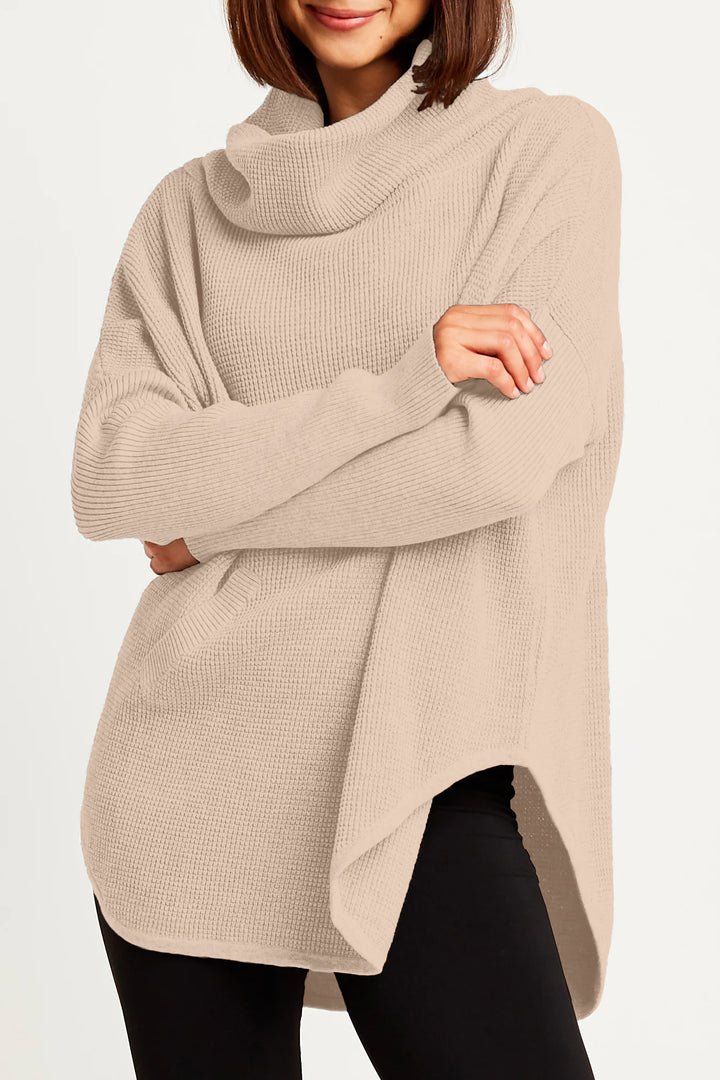 Pima Cotton Waffle Cowl Sweater