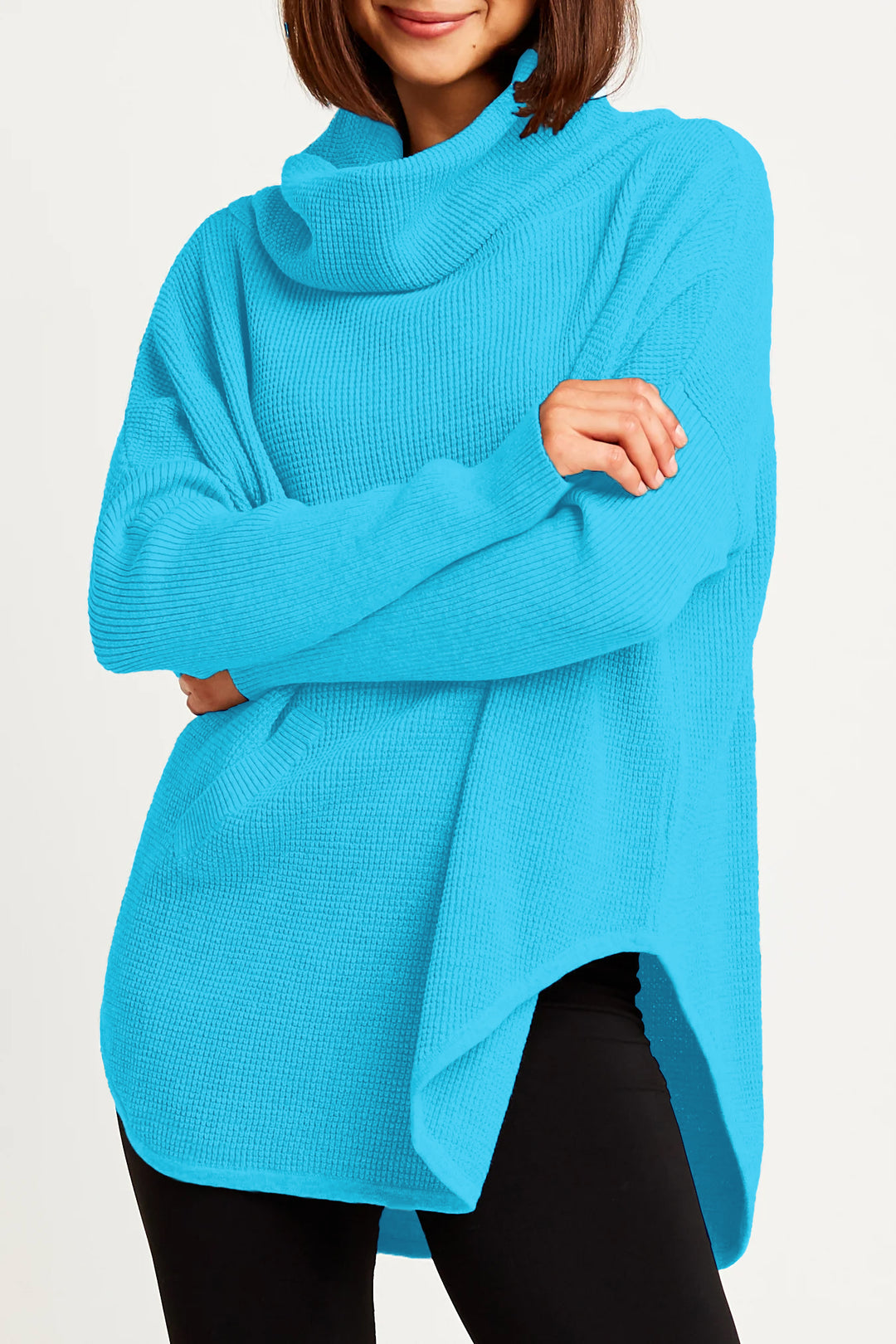 Pima Cotton Waffle Cowl Sweater