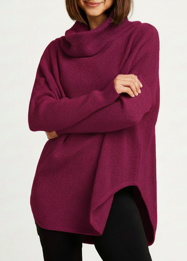 Pima Cotton Waffle Cowl Sweater