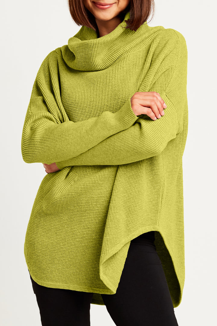 Pima Cotton Waffle Cowl Sweater