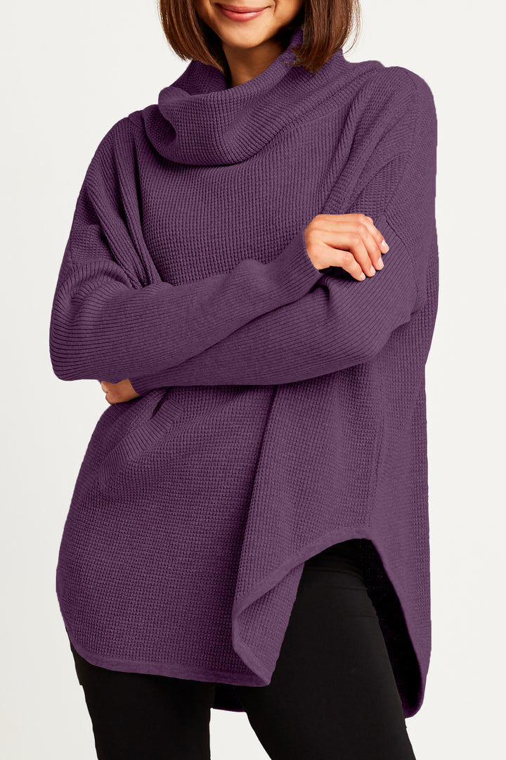 Pima Cotton Waffle Cowl Sweater