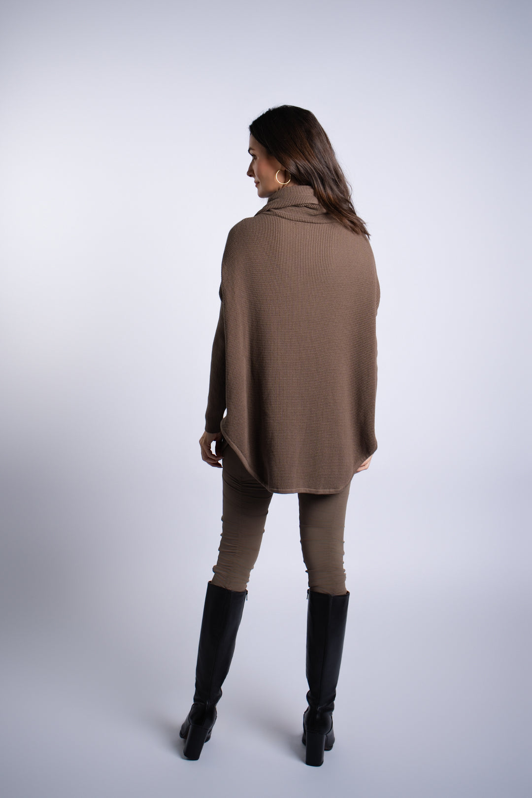 Pima Cotton Waffle Cowl Sweater - Turtle