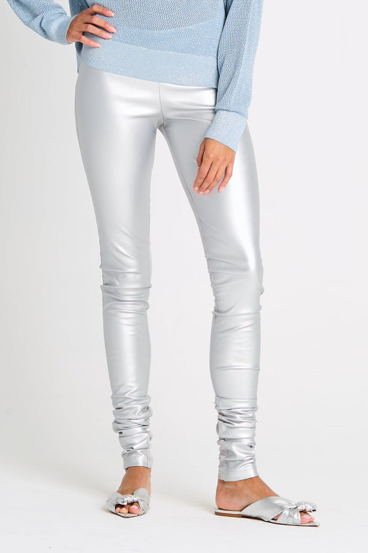 Vegan Leather Sexy Leggings - Silver