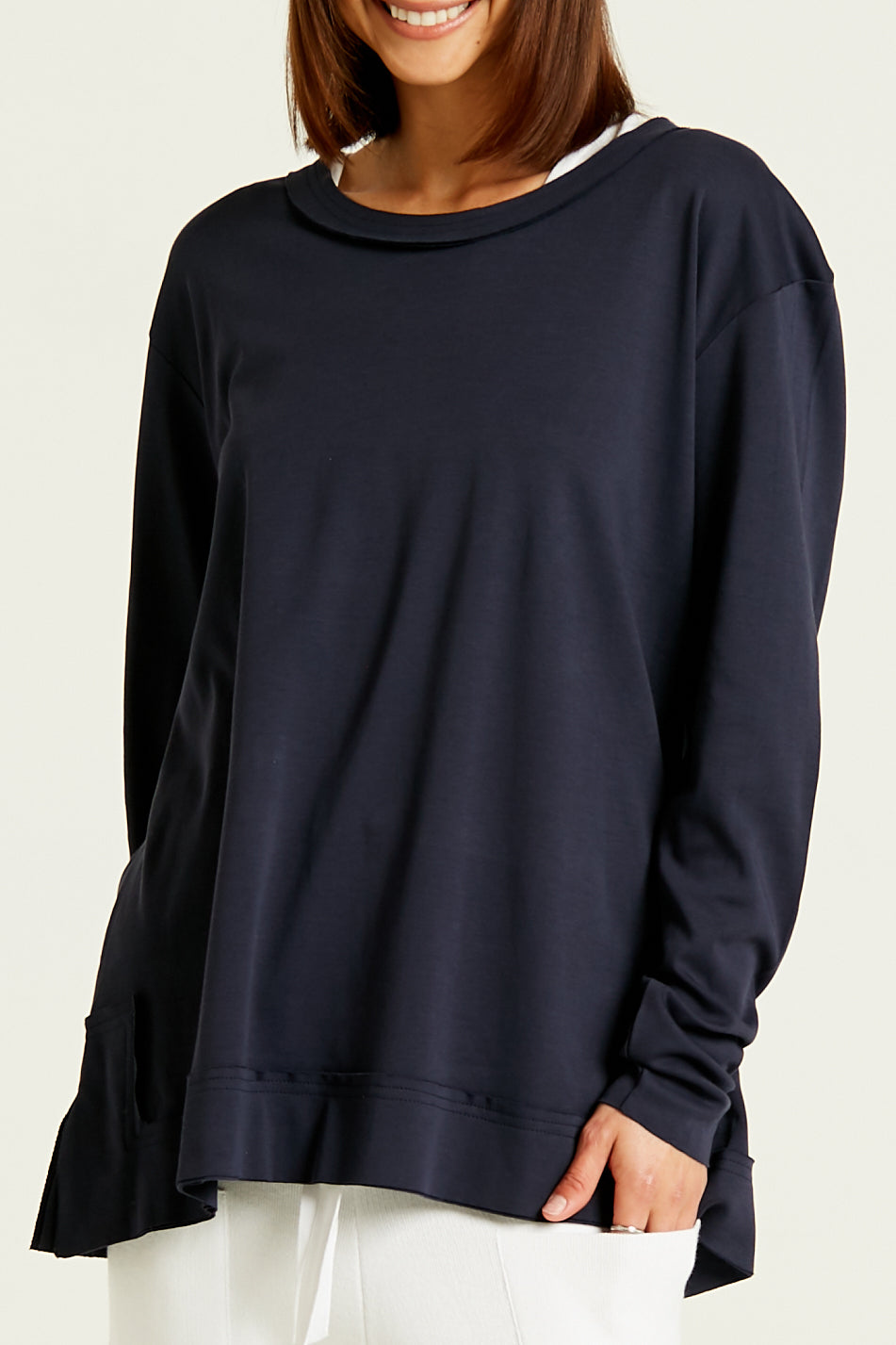 Pima Cotton Detail Tee - Midnight