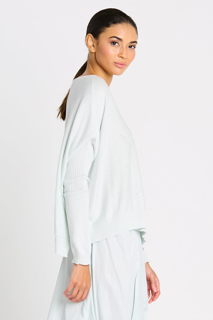Pima Cotton Stitches Boatneck Sweater