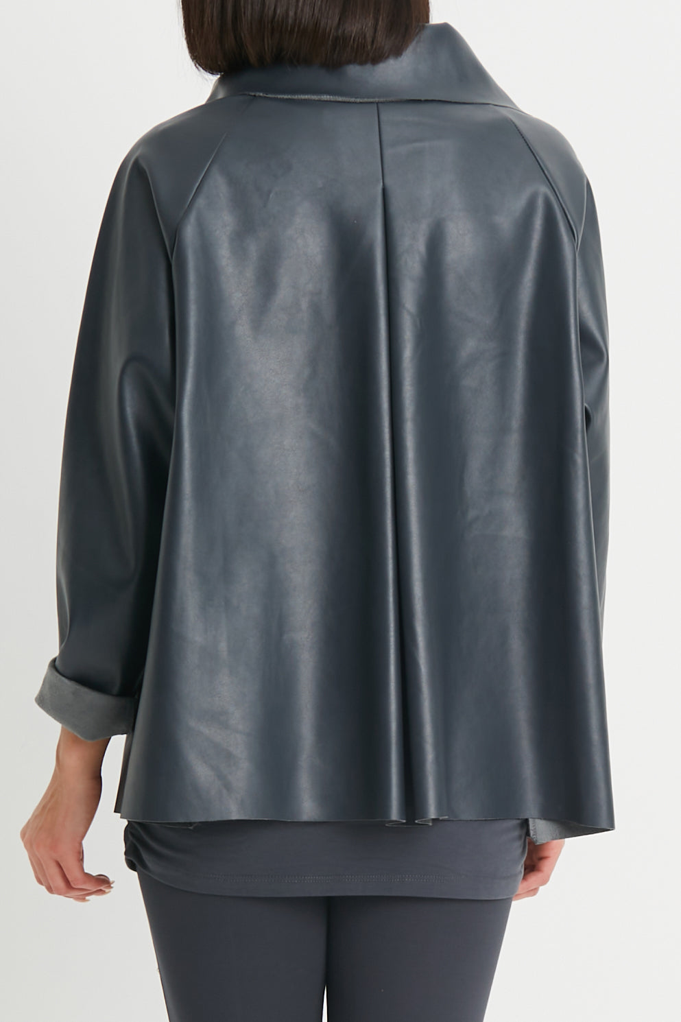 Vegan Leather Shirttail Jacket