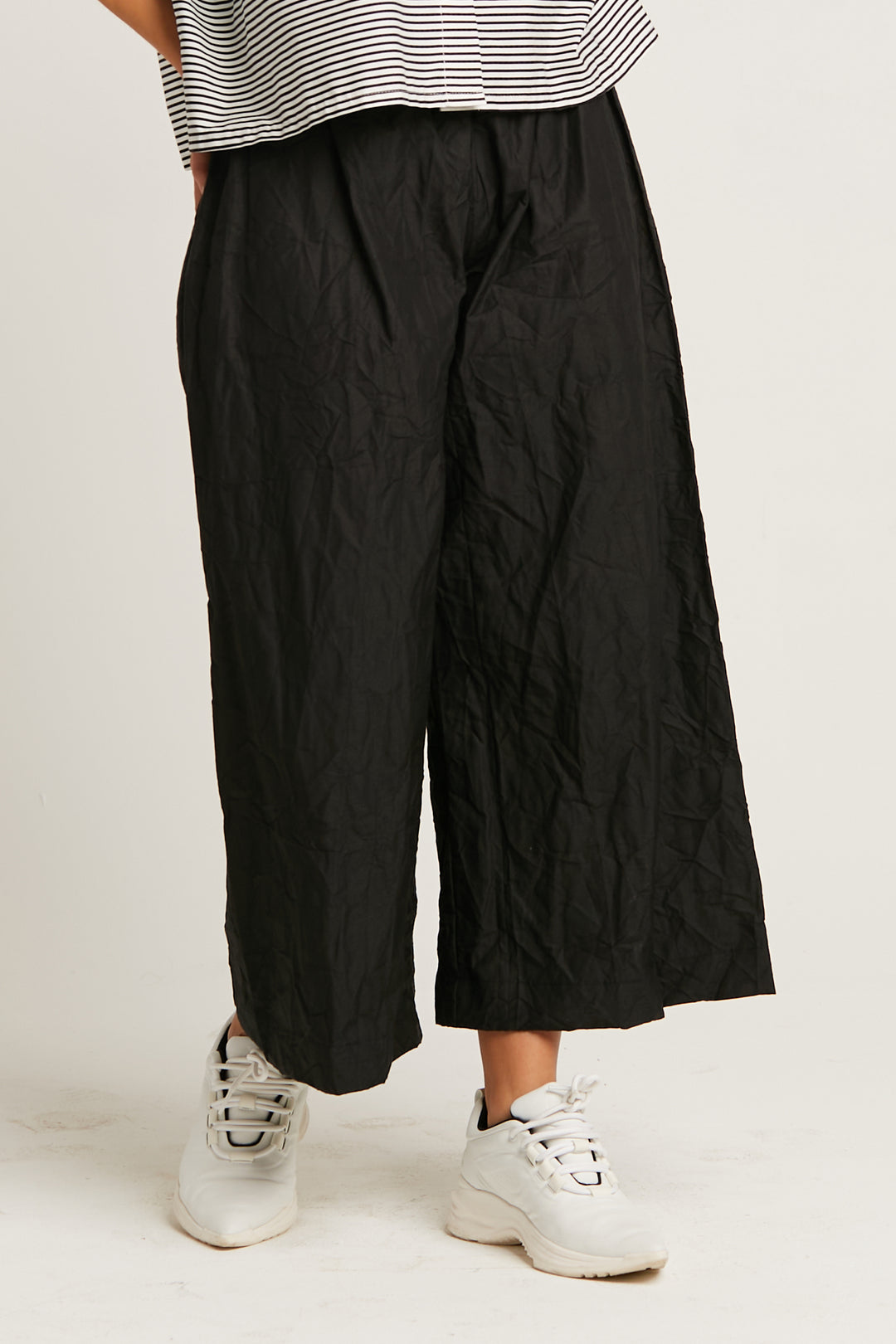 Crushed Nylon Crop Gaucho Pants