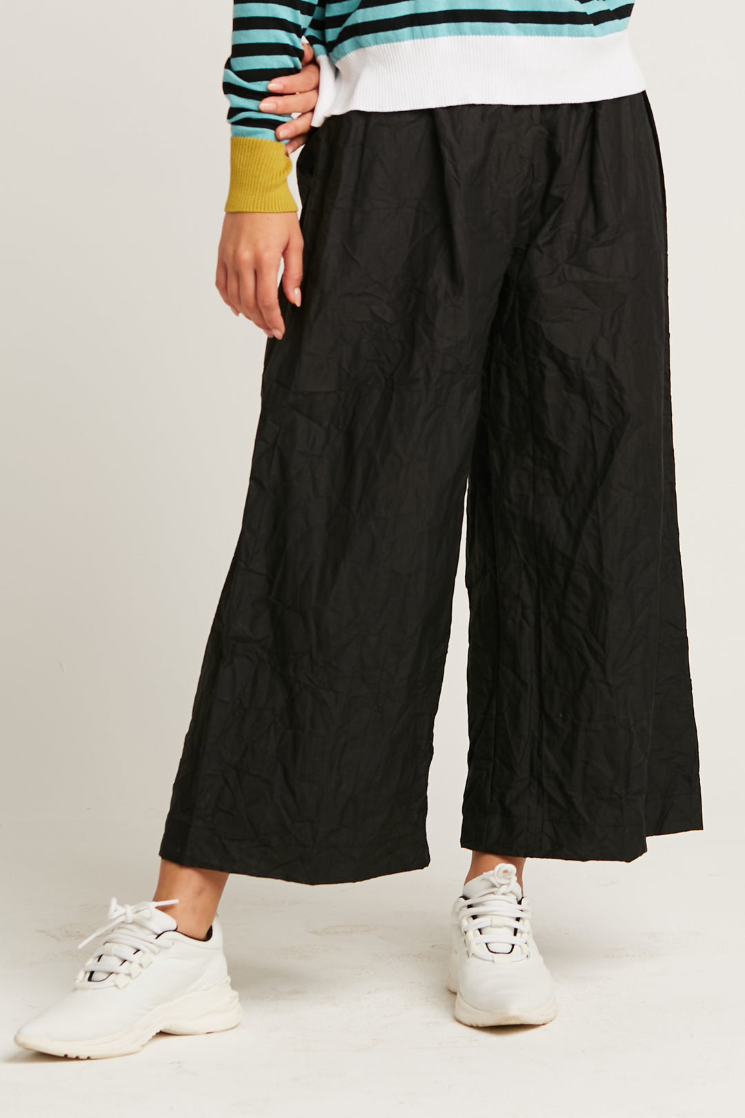 Crushed Nylon Crop Gaucho Pants