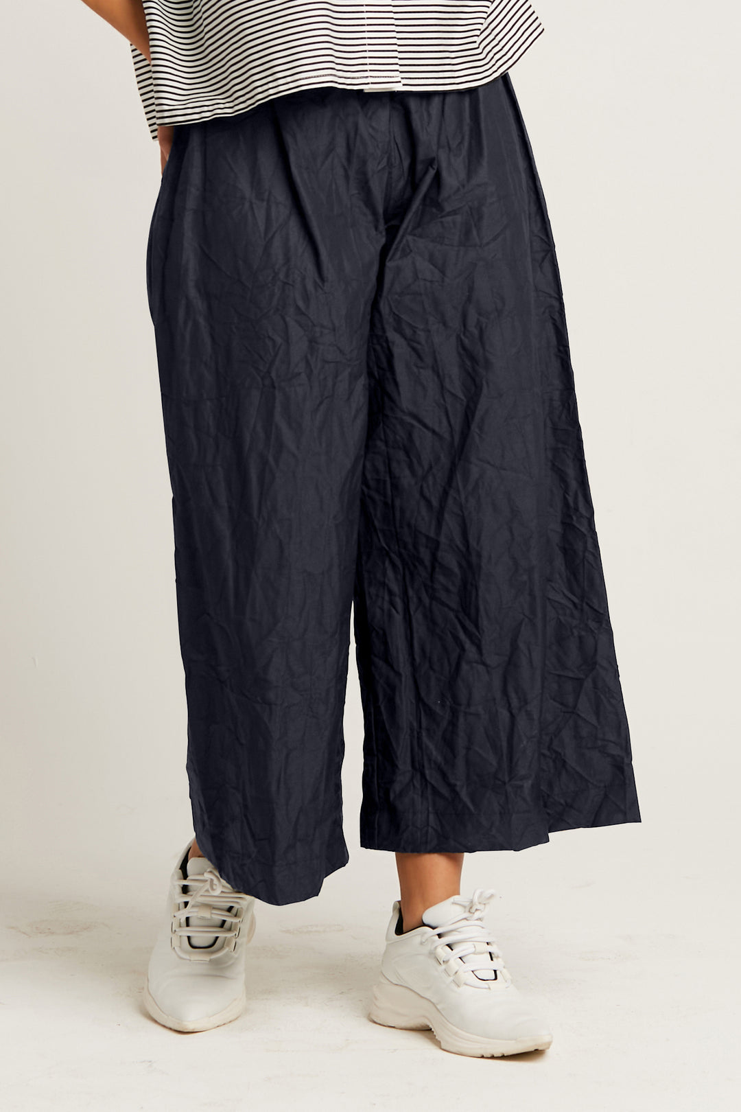 Crushed Nylon Crop Gaucho Pants