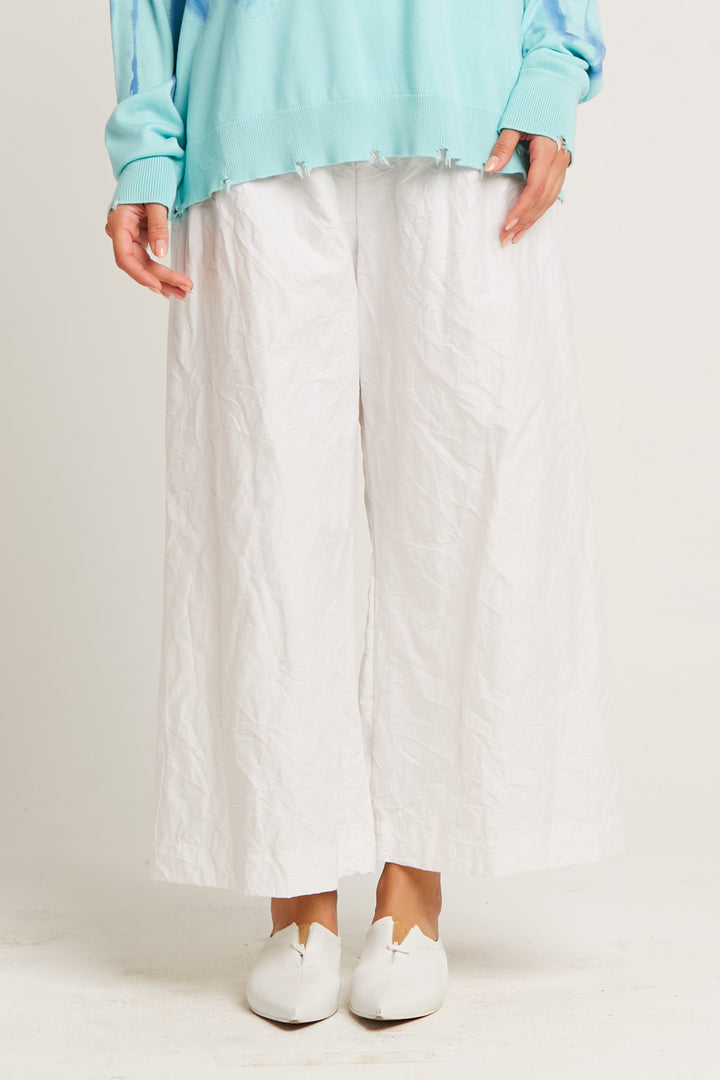 Crushed Nylon Crop Gaucho Pants