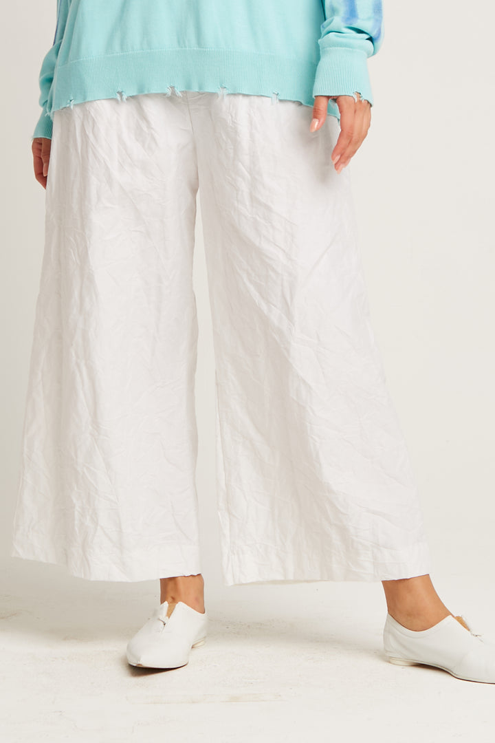 Crushed Nylon Crop Gaucho Pants