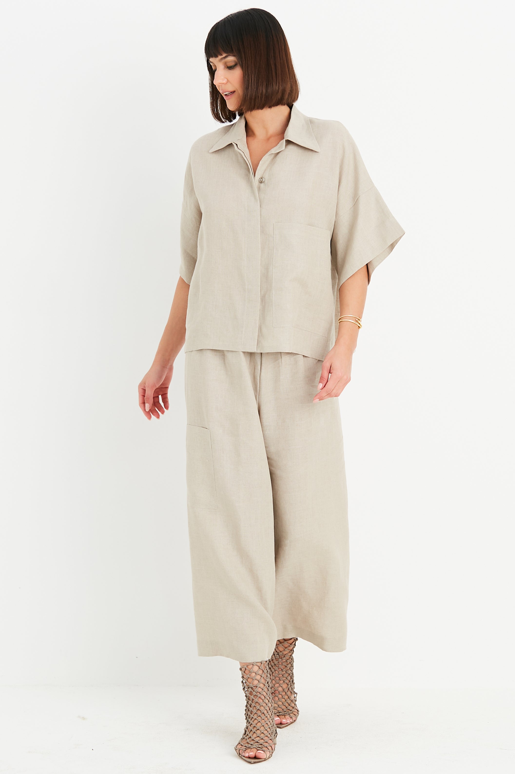 Linen gaucho pants outlet