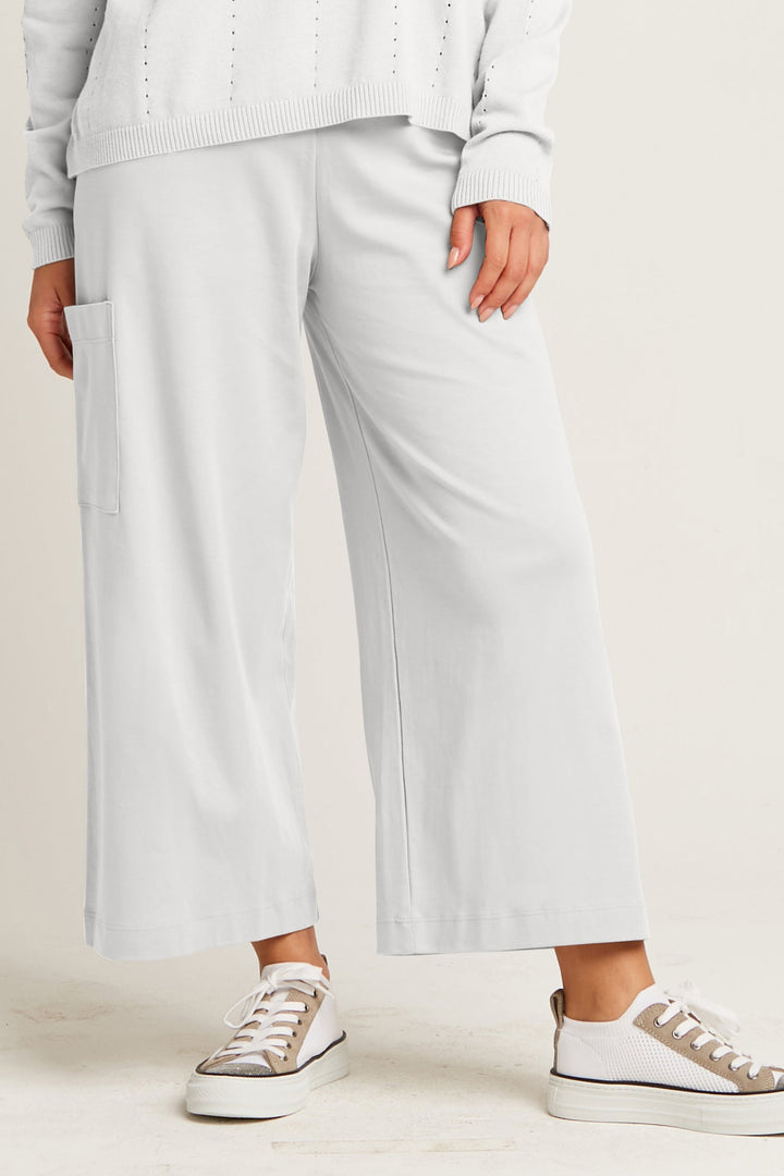 Pima Cotton Cropped Gaucho Pants - White