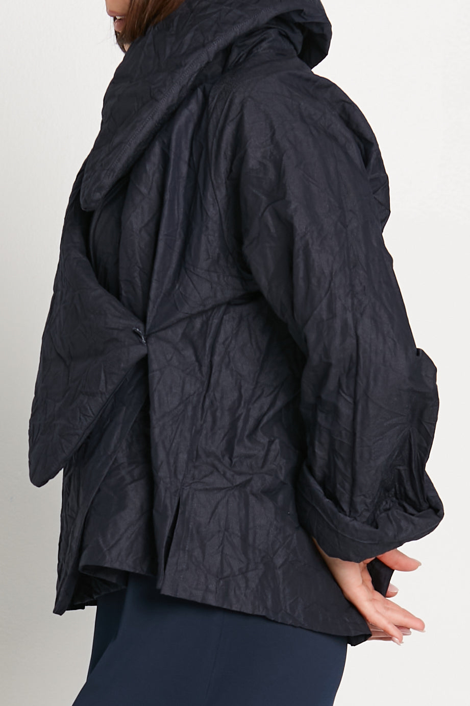 Women's Crushed Nylon Dinner Jacket in Midnight by PLANET, alternate view 3
