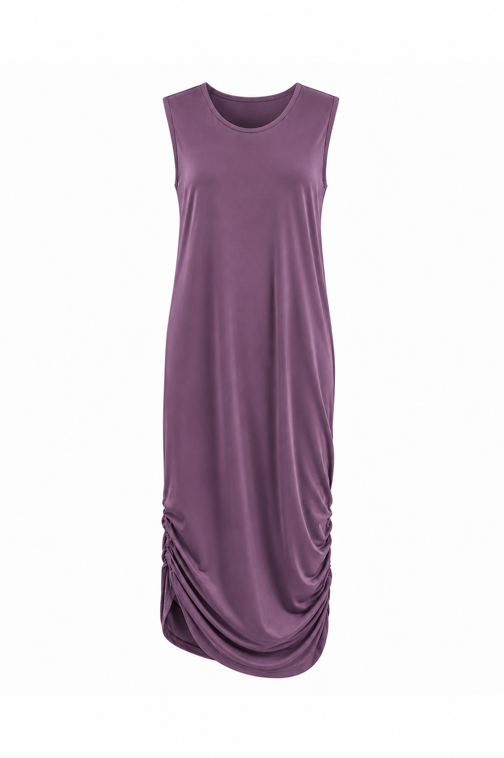 Cotton Lycra Ruched Tank Dress - Amethyst