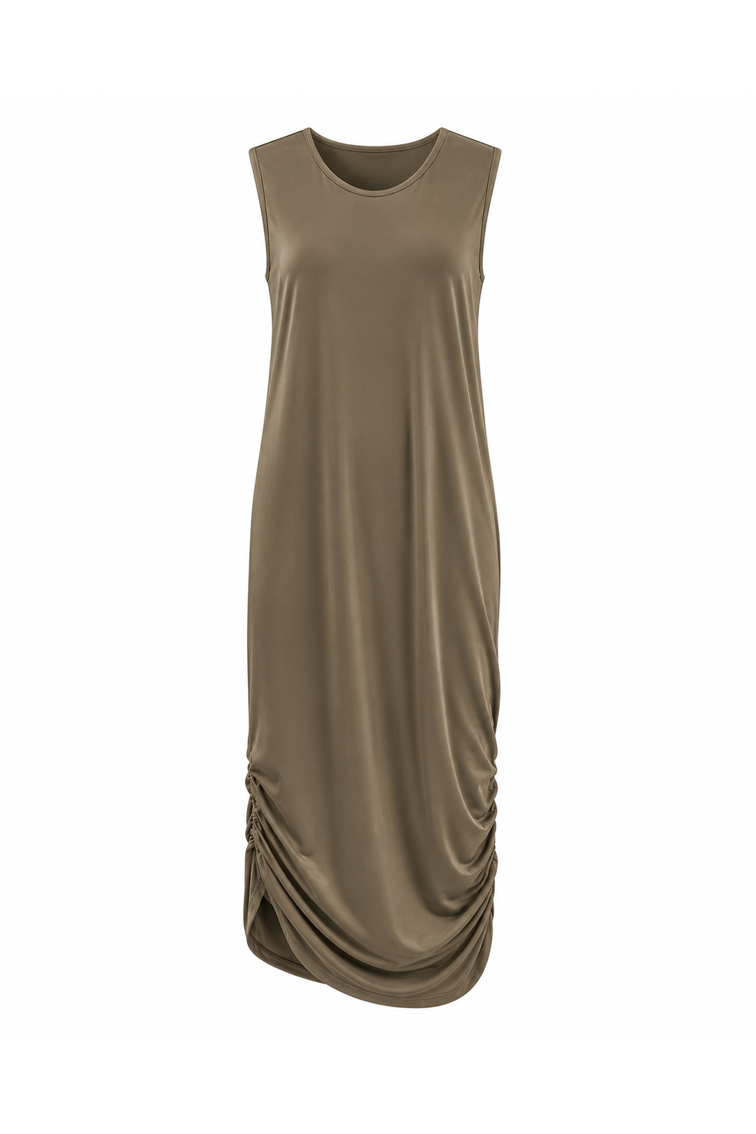 Cotton Lycra Ruched Tank Dress - Turtle