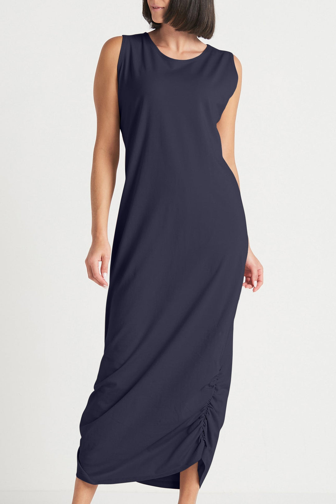 cotton lycra dress Cotton Lycra Ruched Tank Dress