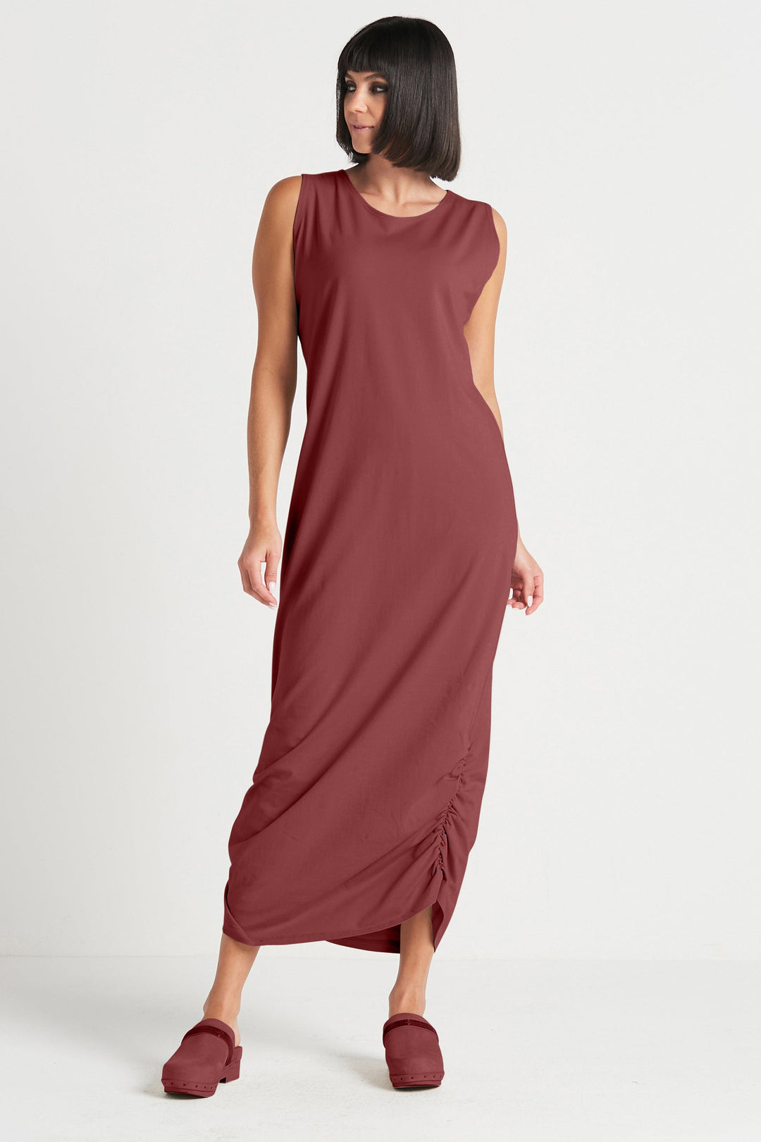 Cotton Lycra Ruched Tank Dress