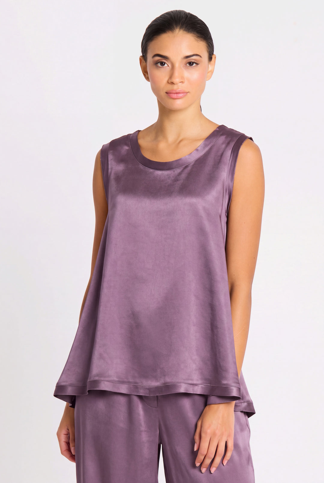Sateen Shirttail Tank - Amethyst