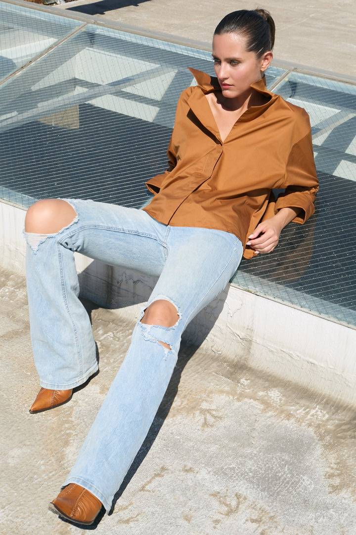 Cotton Mini Man Shirt - Chestnut