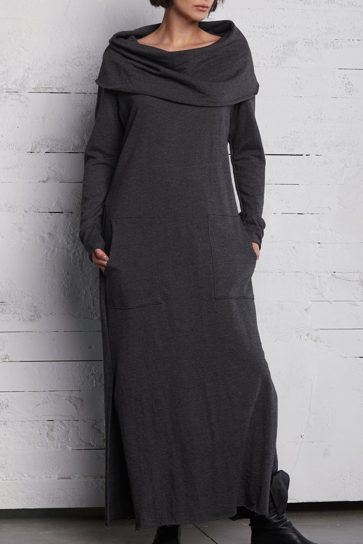 French Terry Long Cowl Dress